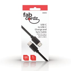 Fabcordz Type C to Type C Cable 6 foot Black