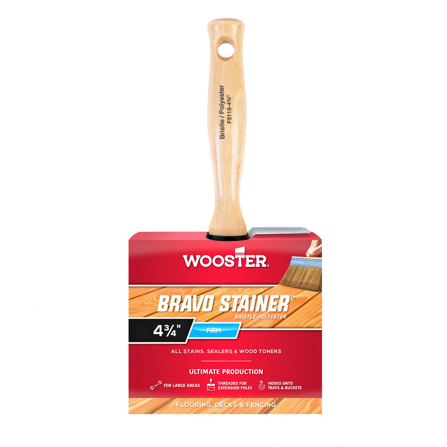 Photos - Putty Knife / Painting Tool Wooster Bravo Stainer 4-3/4 in. Flat Paint Brush F5119-4-3/4