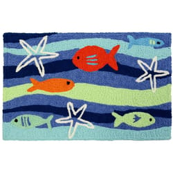 Jellybean 20 in. W X 30 in. L Multi-Color Fish School Polyester Accent Rug