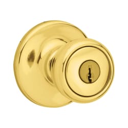 Kwikset Mobile Home Polished Brass Entry Knobs 1-3/4 in.
