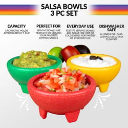 Taco Tuesday 8 oz Assorted Plastic Salsa Bowl Set 4.9 in. D 3 pk