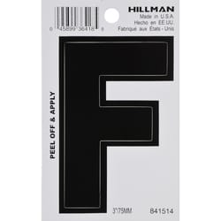 HILLMAN 3 in. Black Vinyl Self-Adhesive Letter F 1 pc