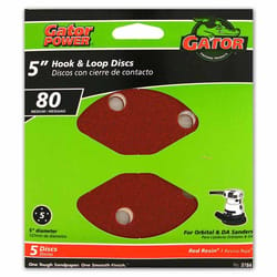 Gator 5 in. Aluminum Oxide Hook and Loop Sanding Disc 80 Grit Medium 5 pk