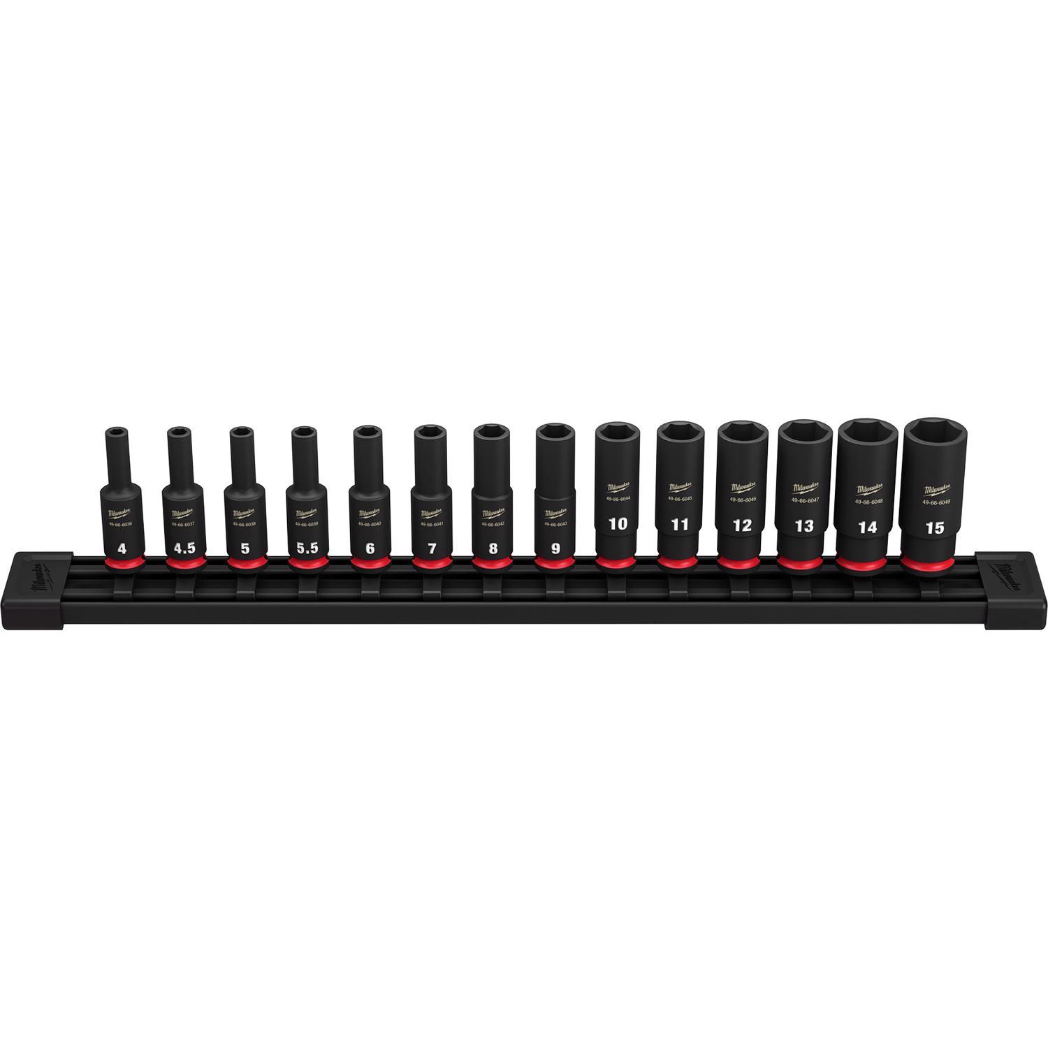 Milwaukee Shockwave 1/4 in. drive Metric 6 Point Impact Rated Deep Socket Set 14 pc Uae Electronic uaeelectronic.com