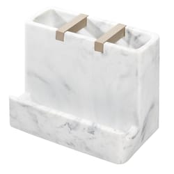 InterDesign Dakota Satin White Marble Plastic/Steel Toothbrush Holder