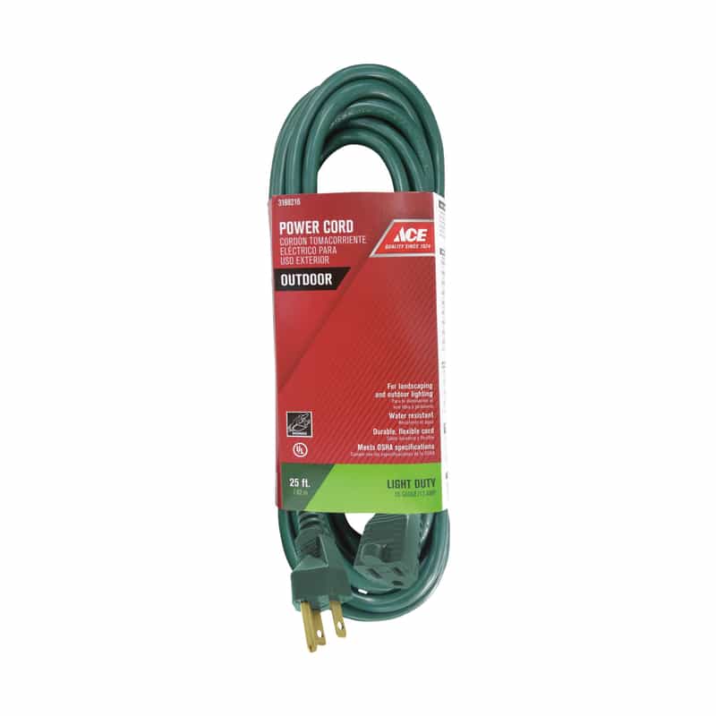 Ace 25 ft. L Green Outdoor 16/3 SJTW Extension Cord Ace Hardware