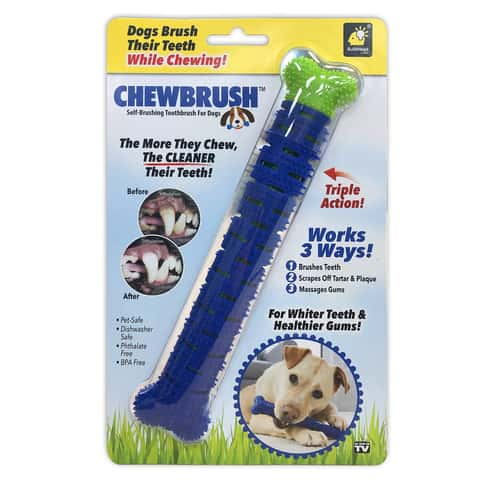 BulbHead Chew Brush Blue Dog Self Brushing Toothbrush 1 pk Ace