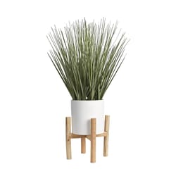 DW Silks 21 in. H X 14 in. W X 14 in. D Ceramic Faux Grass Faux Plant White