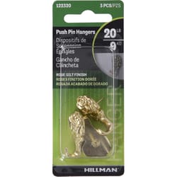 HILLMAN Gilt Gold Push Pin Picture Hook 20 lb 3 pk