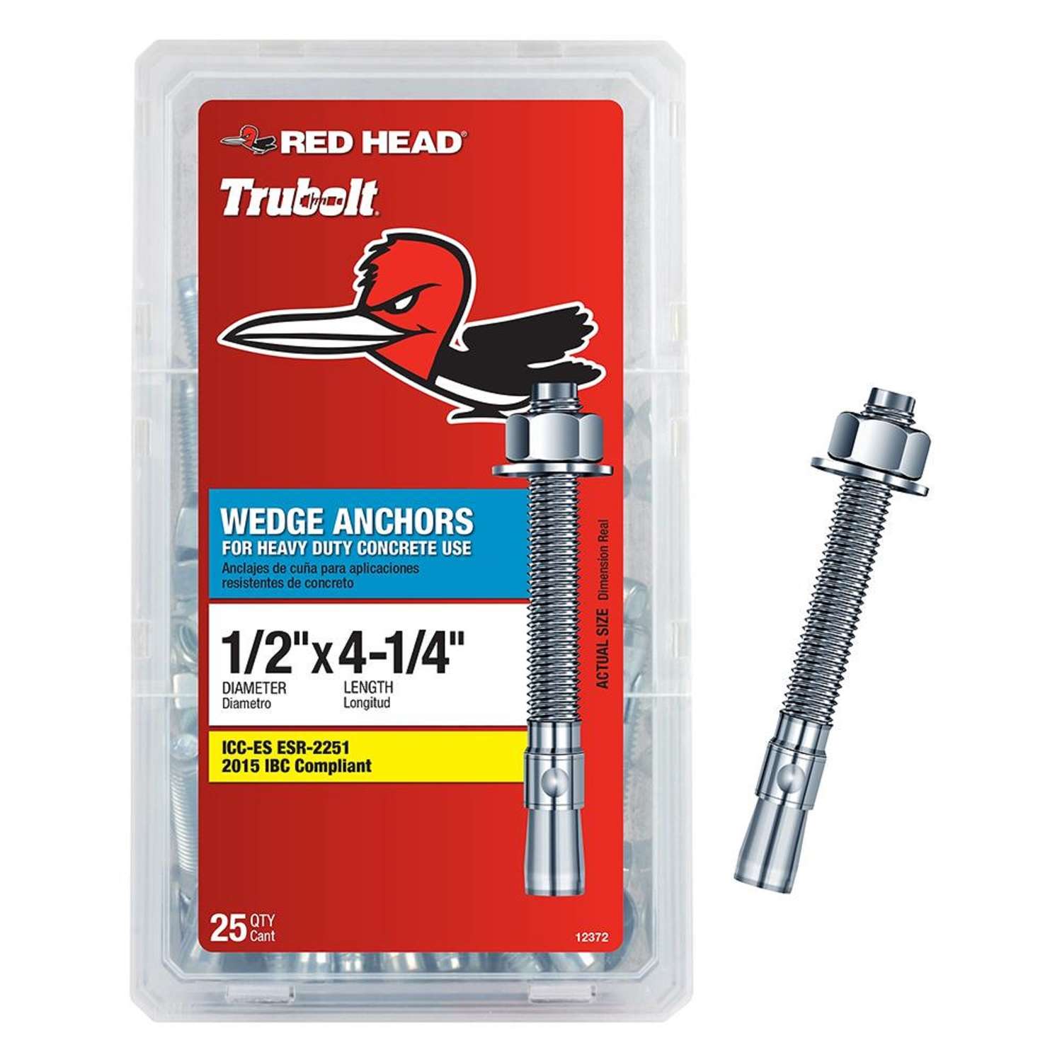 Red Head Trubolt 1/2 in. D X 41/4 in. L Steel Hex Head Wedge Anchor 25