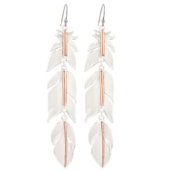 Montana Silversmiths Women's Plume Feather Rose Gold Earrings Brass Water Resistant
