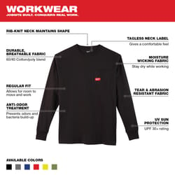 Milwaukee XL Long Sleeve Unisex Crew Neck Black Heavy Duty Shirt