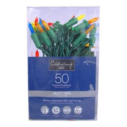 Celebrations Blue LED Mini Multicolored 50 ct String Christmas Lights 16 ft.