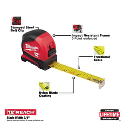 Milwaukee 12 ft. L X 1.32 in. W Compact Tape Measure 1 pk