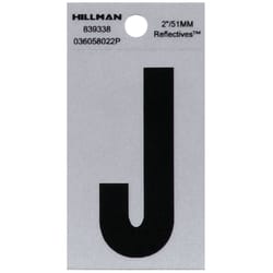 Hillman 2 in. Reflective Black Vinyl  Self-Adhesive Letter J 1 pc