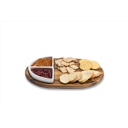 Kalmar Home Brown/White Acacia Wood Appetizer Serving Tray Set 3 pc