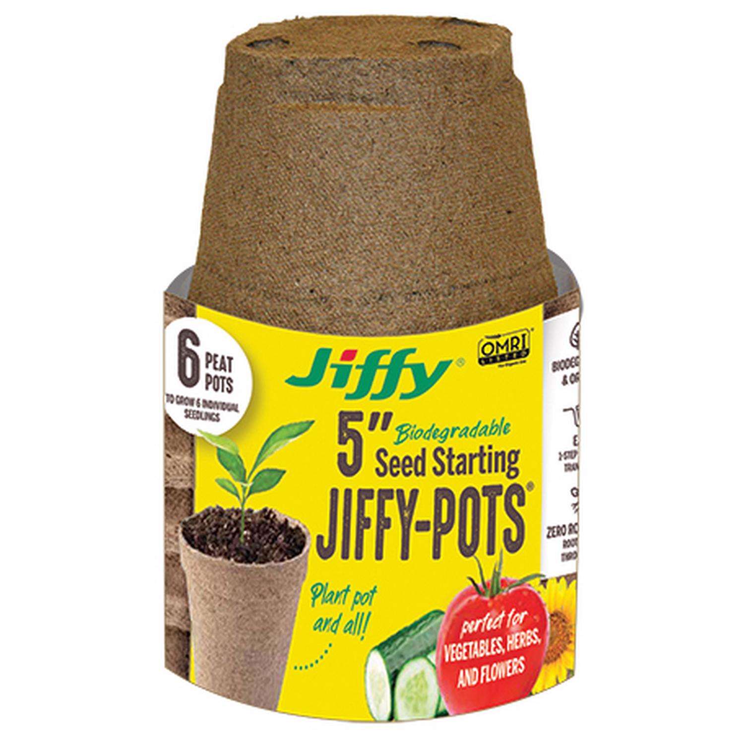 Jiffy 5 in. H Seed Starting Peat Pot 6 pk Ace Hardware