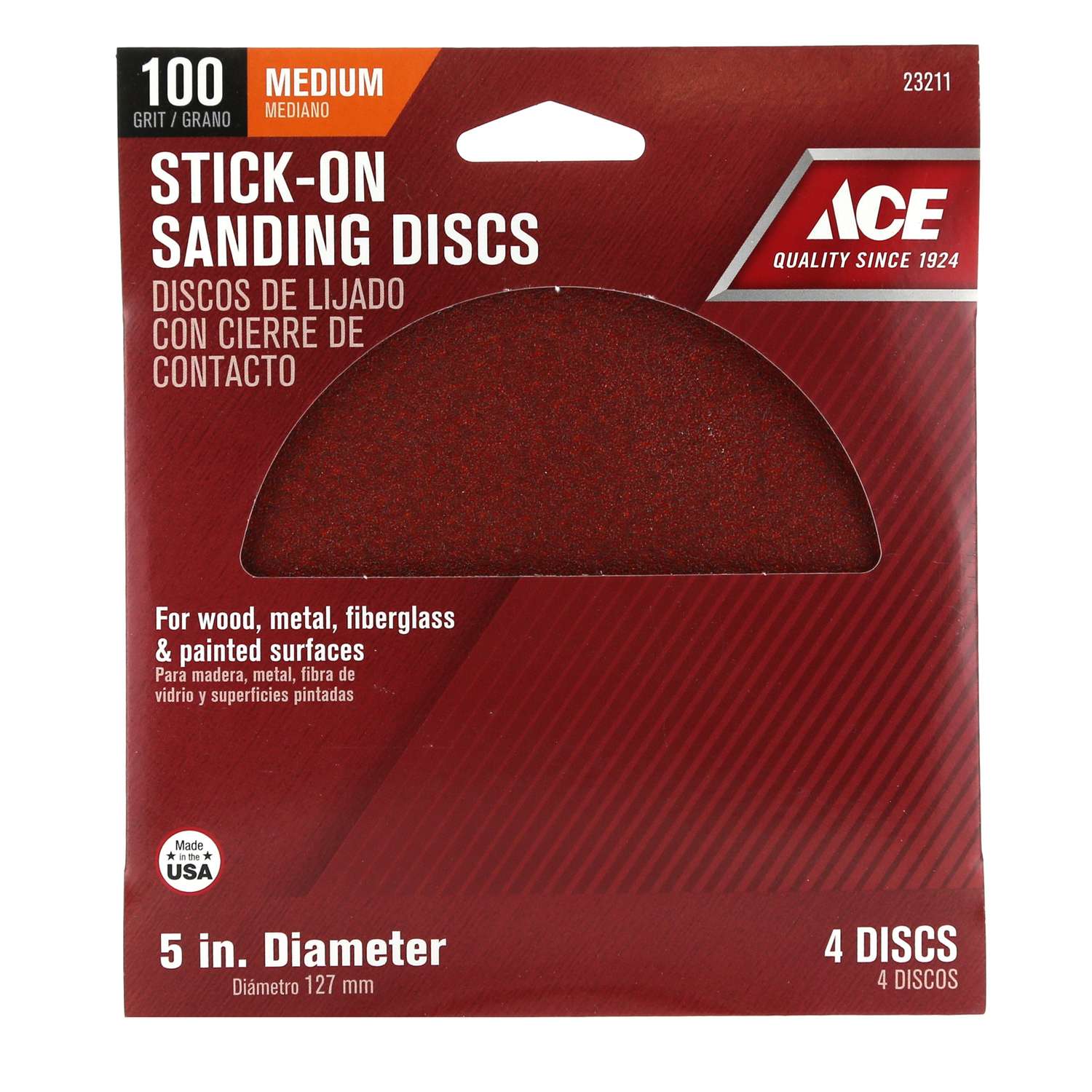 ACE Screw-On Sanding Discs 100 Grit Medium, 5 Discs, # 17634 *New*