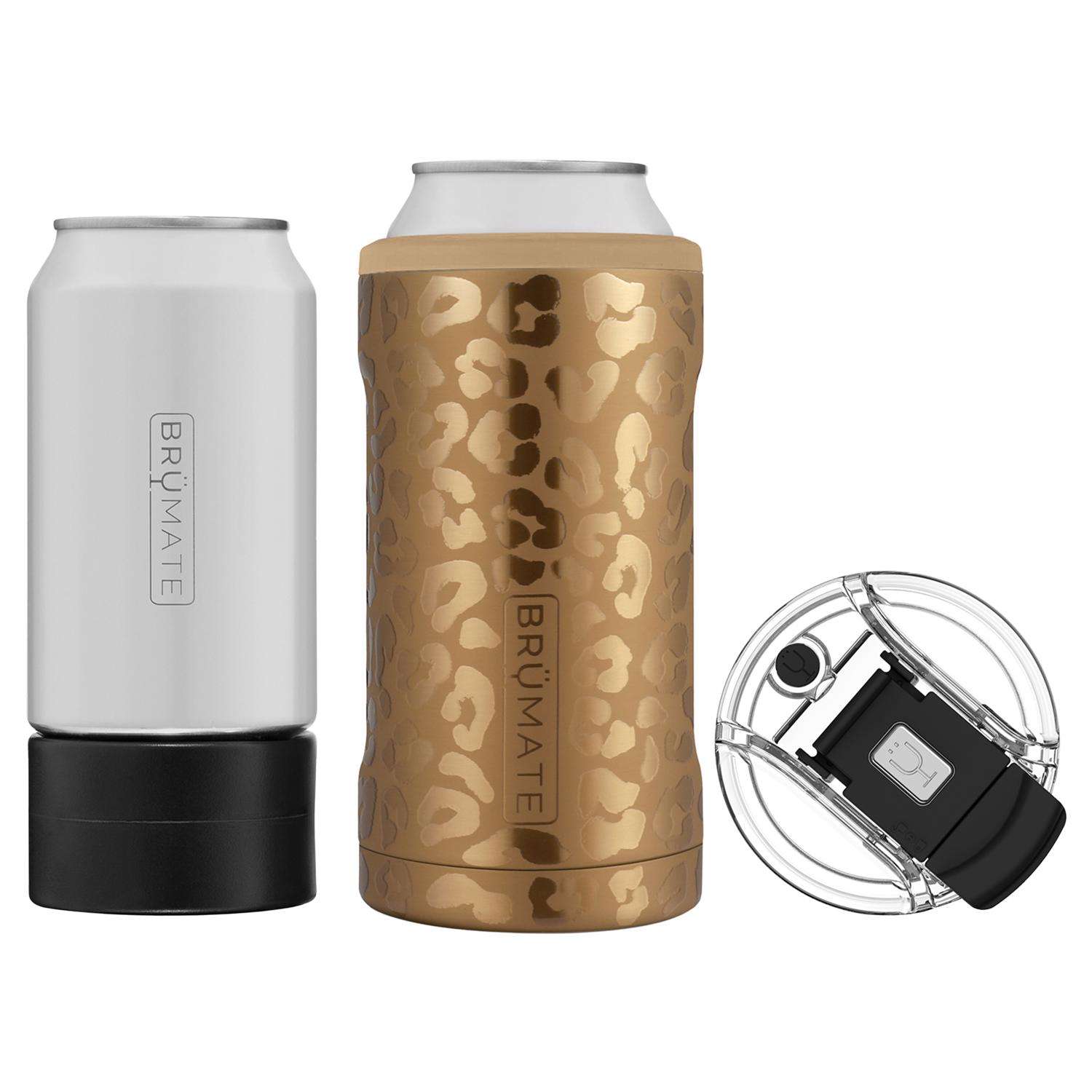 BruMate Hopsulator 16 oz Gold Leopard BPA Free Trio Can Insulator Ace