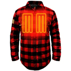 ActionHeat M Long Sleeve Unisex Collared Red Heated Flannel Work Shirt