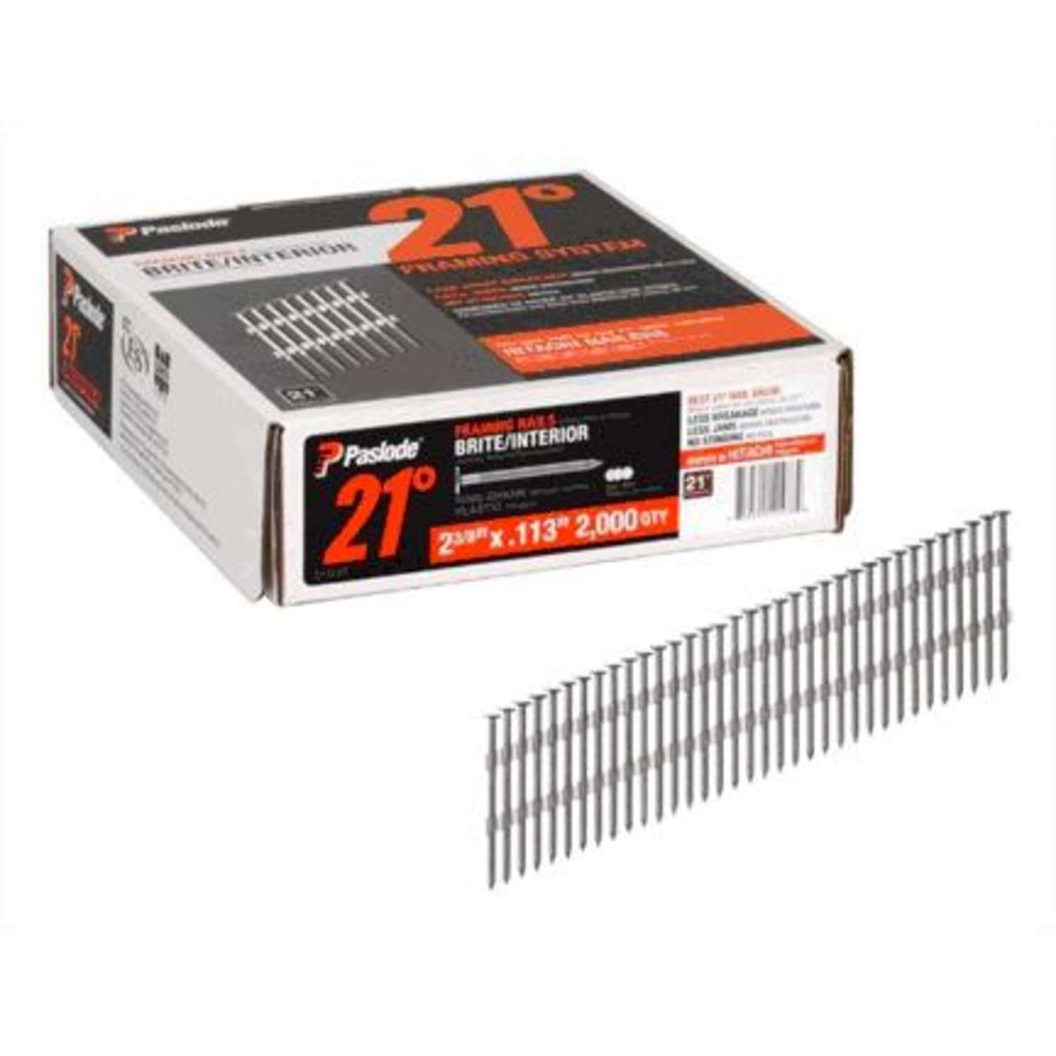 Paslode 23/8 in. 18 Ga. Angled Strip Framing Nails 21 deg Ring Shank