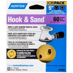 Norton Hook & Sand 5 in. Aluminum Oxide Hook and Loop A250/A290 Sanding Disc 60 Grit Coarse 25 pk