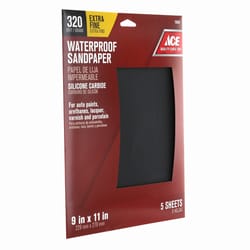 Ace 11 in. L X 9 in. W 320 Grit Silicon Carbide Waterproof Sandpaper 5 pk