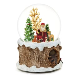 Roman Glitter Dome Multicolored Santa with Animals Figurine 5.5 in.