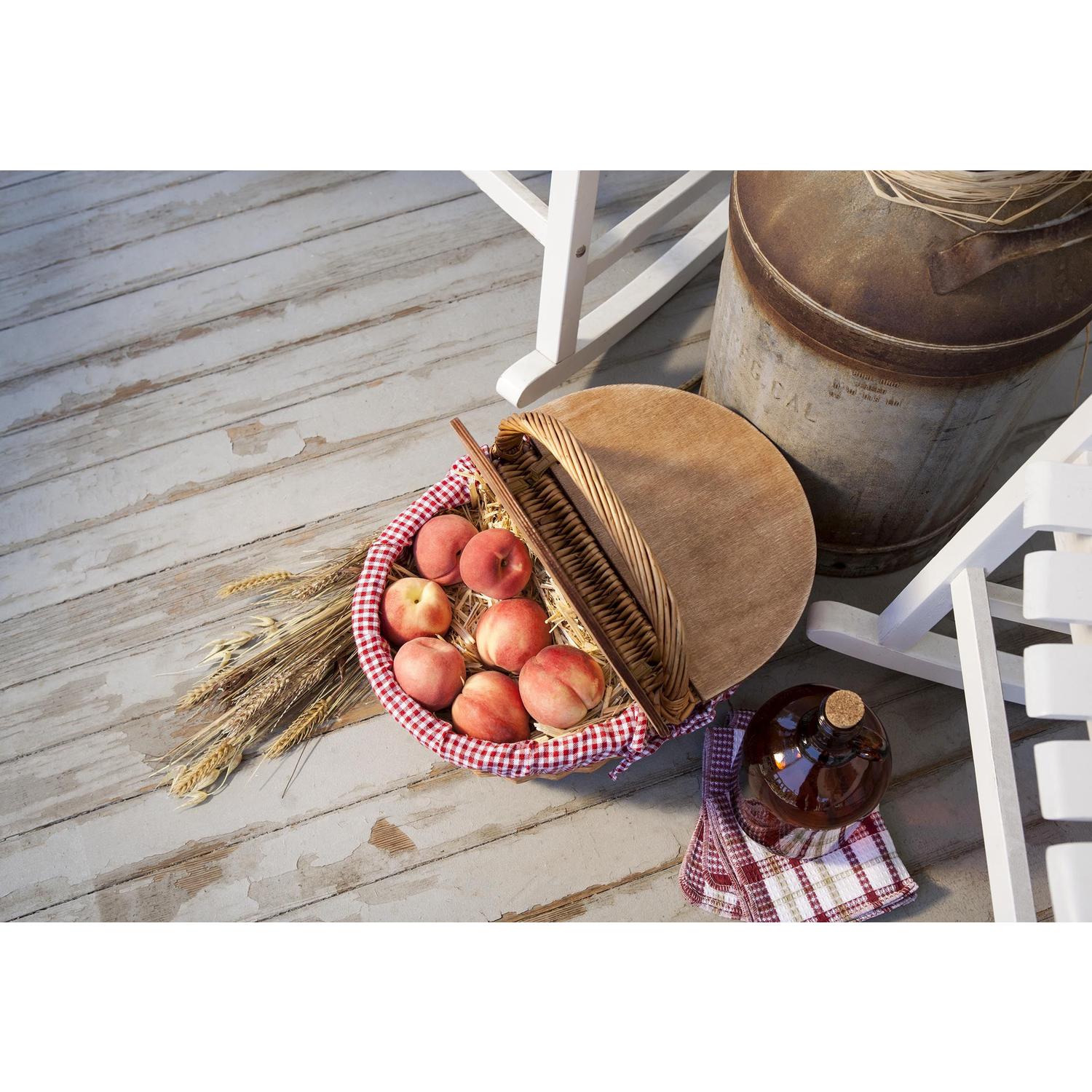 Picnic Time Country Red and White Plaid Wood Picnic Basket Sansujyuku sansujyuku.com