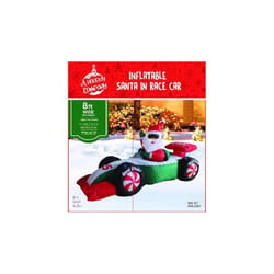 A Holiday Company LED Clear Santa with Race Car 4 ft. Inflatable