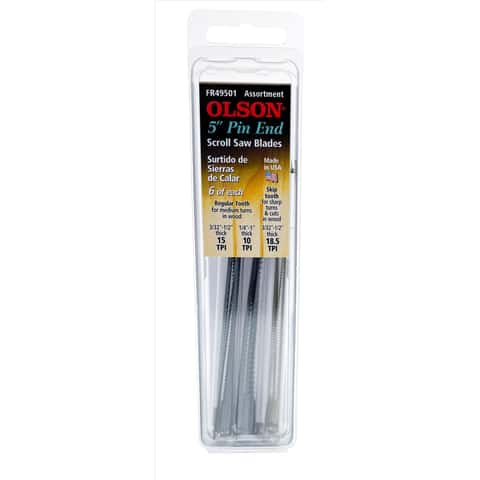 Olson Saw 49501 18-Piece Pin End Scroll Saw Blades, Assorted, 5