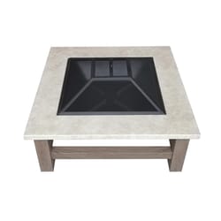 Living Accents 34 in. W Steel Modern Square Wood Fire Pit