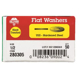 HILLMAN Yellow Dichromate Steel 1/2 in. USS Flat Washer 50 pk