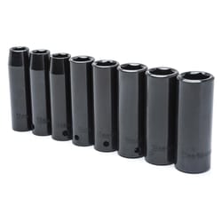 Crescent Assorted in. X 1/2 in. drive Metric 6 Point Deep Impact Socket Set 8 pc