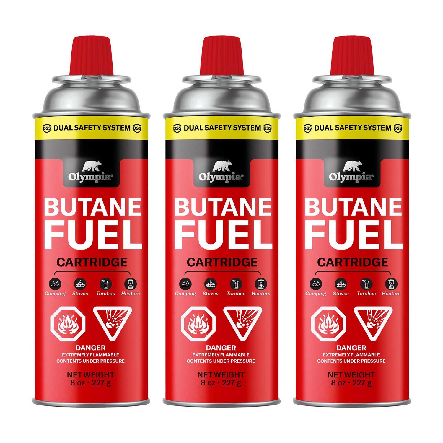 Olympia Red Butane Fuel 7.8 in. H X 8 in. W X 2.7 in. L 8 oz 3 pc