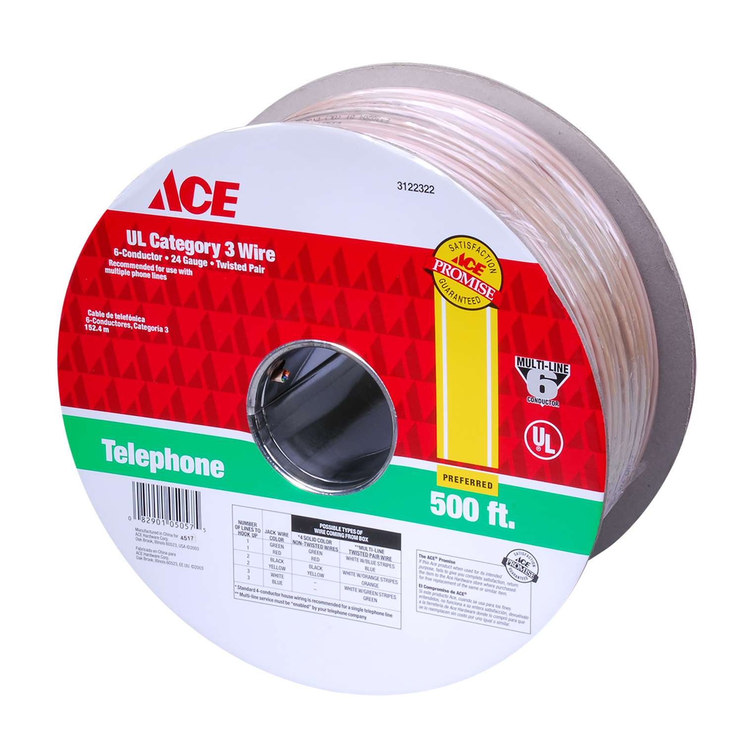 Ace 500 ft. L Ivory Category 3 Twisted Pair Wire Ace Hardware