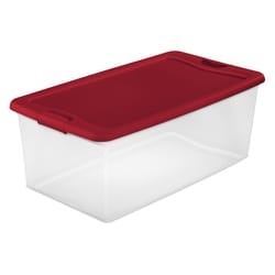 Sterilite 106 qt Clear/Red Latching Storage Box 13 in. H X 33.87 in. W X 18.75 in. D