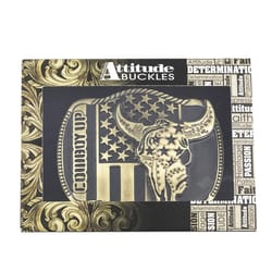 Montana Silversmiths Cowboy Up Strength in Heritage Attitude Black/Gold Belt Buckle