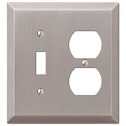 Amerelle Century Brushed Nickel 2 gang Stamped Steel Duplex/Toggle Wall Plate 1 pk