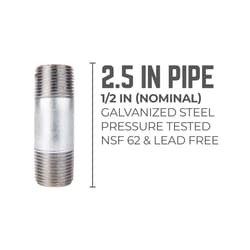 STZ Industries 1/2 in. MIP each X 1/2 in. D MIP Galvanized Steel 2-1/2 in. L Nipple