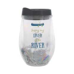 Pavilion We People 12 oz Clear BPA Free River Wine Tumbler with Lid