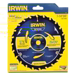 Irwin Marathon 7-1/4 in. D X 5/8 in. Carbide Circular Saw Blade 24 teeth 1 pk