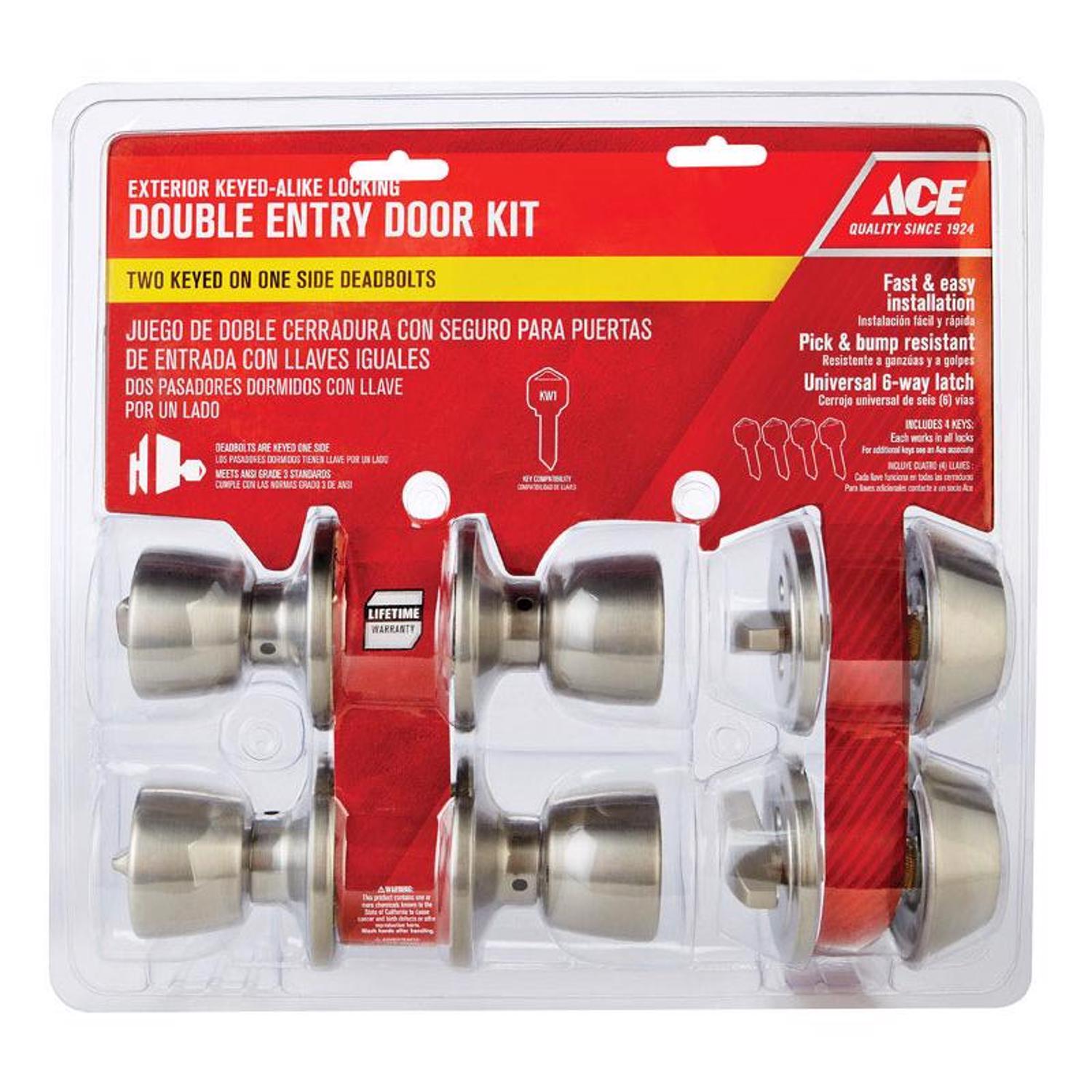 Ace Colonial Antique Brass Entry Handleset ANSI Grade 2 1-3/4 in. Ace Colonial Antique Brass Entry Handleset ANSI Grade 2 1-3/4 in.