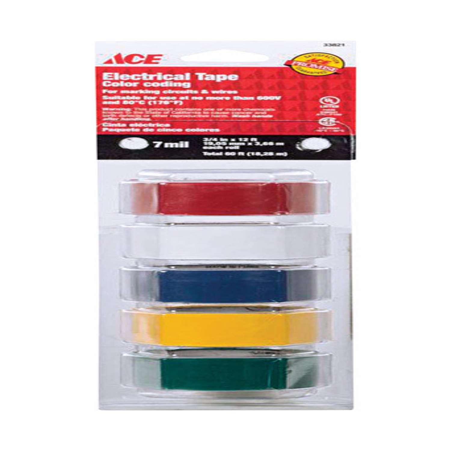 Ace 3/4 in. W X 12 ft. L Assorted Vinyl Electrical Tape Ace Hardware