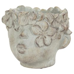 Abbott 8 in. H Cement Kissing Face Planter Gray