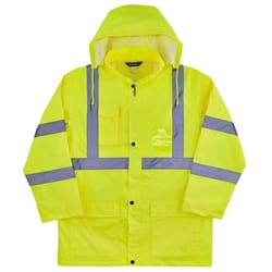 Ergodyne GloWear XXL Long Sleeve Unisex Hooded Rain Jacket Lime