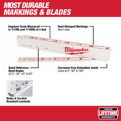 Milwaukee 78 in. L X 1-3/8 in. W Plastic Engineer Folding Rule SAE