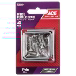 Ace 1-1/2 in. H X 2.75 in. W X 1-1/2 in. D Galvanized Steel Inside L Corner Brace