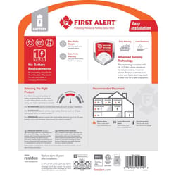 First Alert 10 Year Slim Battery-Powered Photoelectric Smoke Detector 1 pk