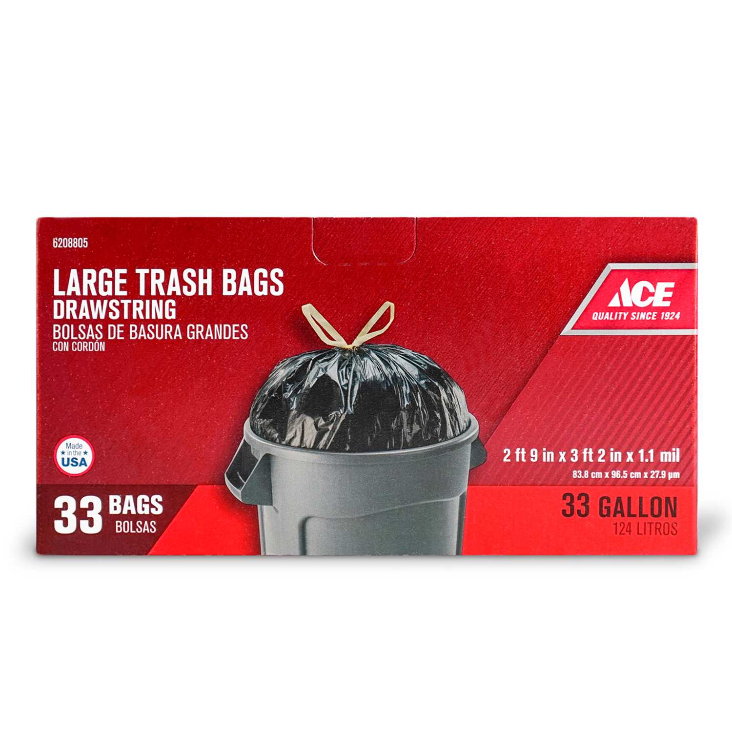 Ace 33 gal. Trash Bags Drawstring 33 pk Ace Hardware